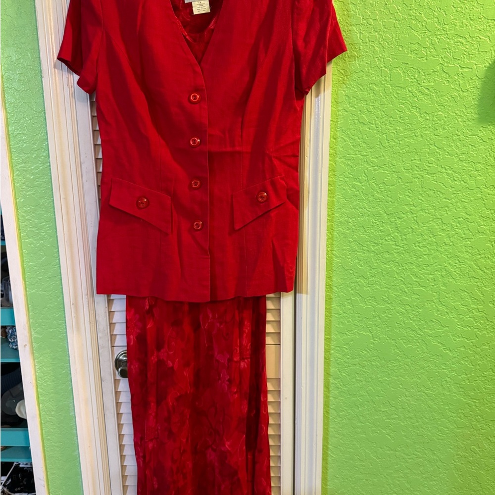 Blush Red Women's Dress and Jacket Set